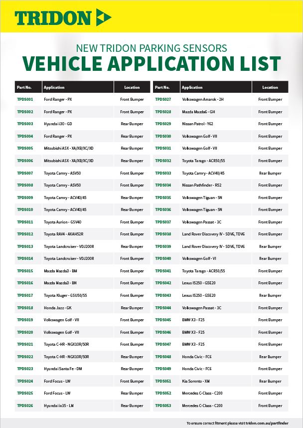 Tridon Parking Sensors